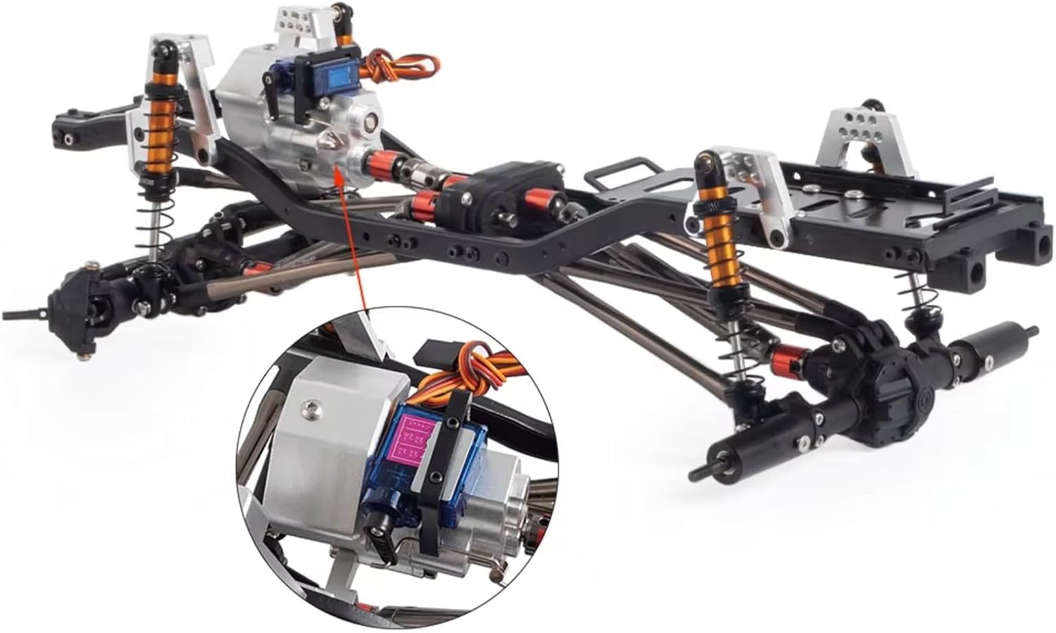 for Axial for SCX10 II 90046 EX86100 1/10 313mm Wheelbase Metal for Chassis Frame with Prefixal Single / 2-Speed Transmission RC Crawler Parts RC Car Parts