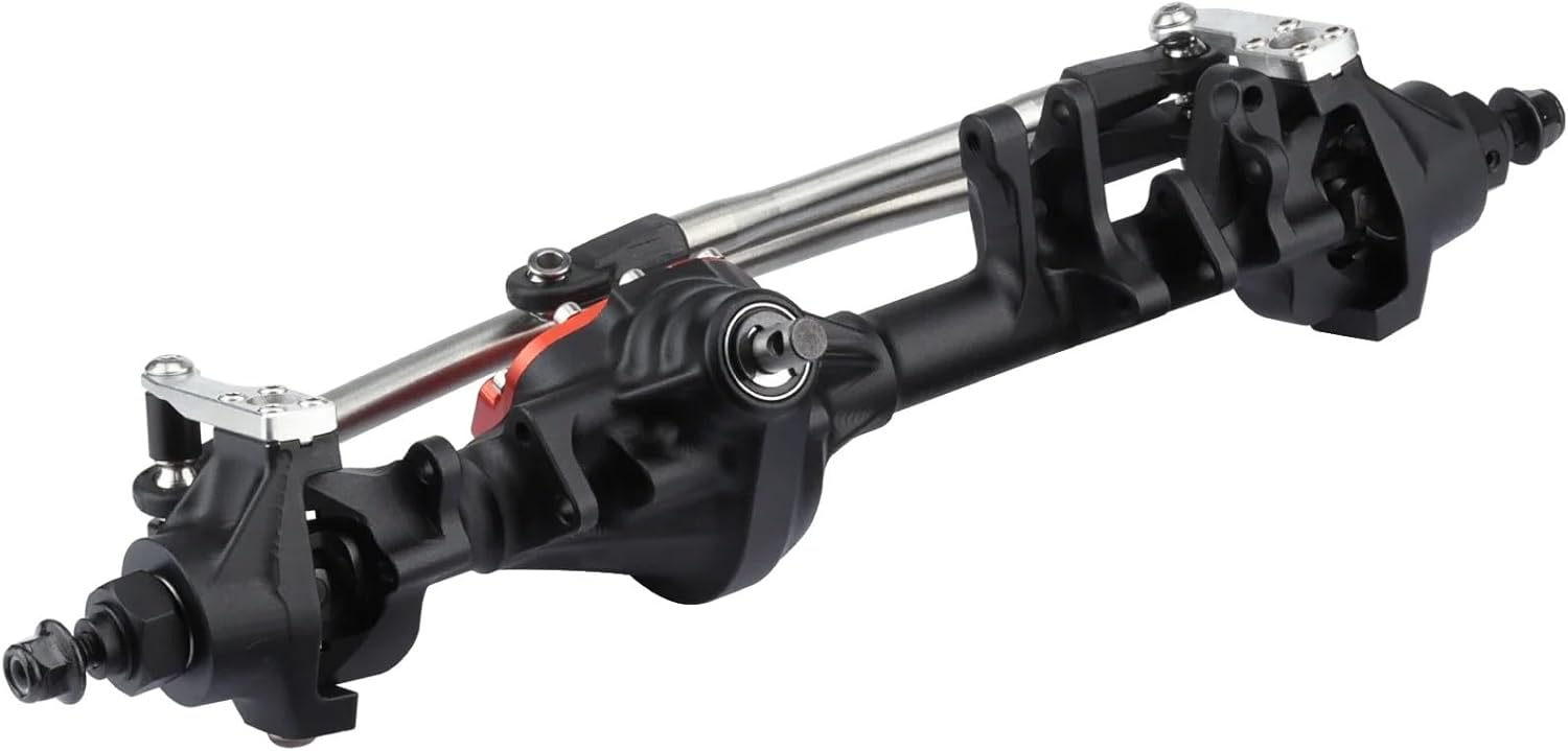 RC Spare Part Compatible with Axial for SCX10 II VS4-10 for Rock Trucks 1/10 RC Crawler Parts Machined Aluminum Offset Straight Axle Set(Black,1 Set)