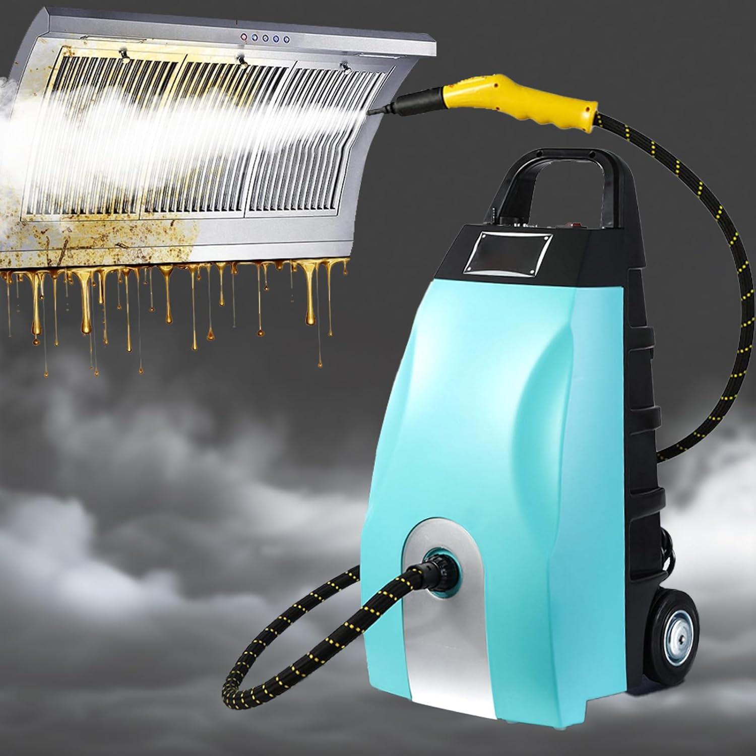 3000W Multi-Purpose High Temp Steam Washe, 40s Fast Heat Up, with 6 Accessories, 3.5L High Pressure Steam Cleaner - Continuous Steam Output, for Home, Car, range hood, air conditioner (Blue)