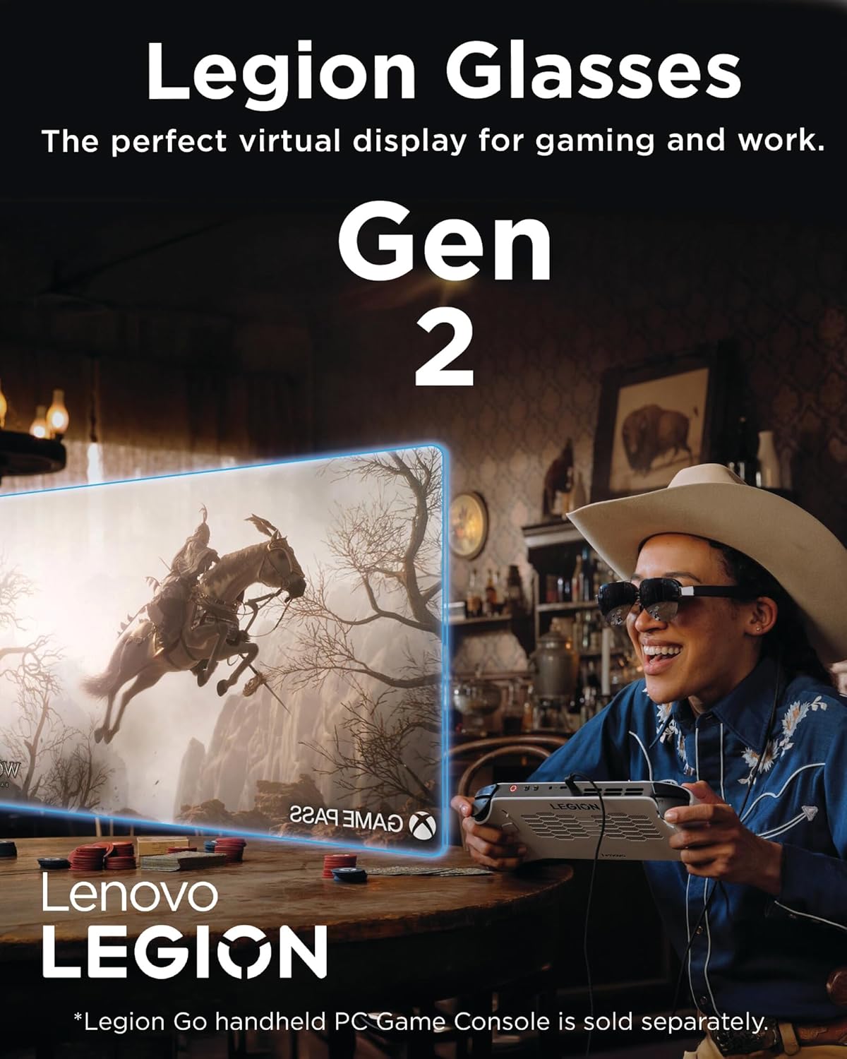 Lenovo Legion Glasses Gen 2 - Micro-OLED Personal Wearable Monitor for Gaming & Movies, FHD 120Hz Plug-and-Play Display for Lenovo Legion Go & USB-C Devices, High-Fidelity Audio & Privacy