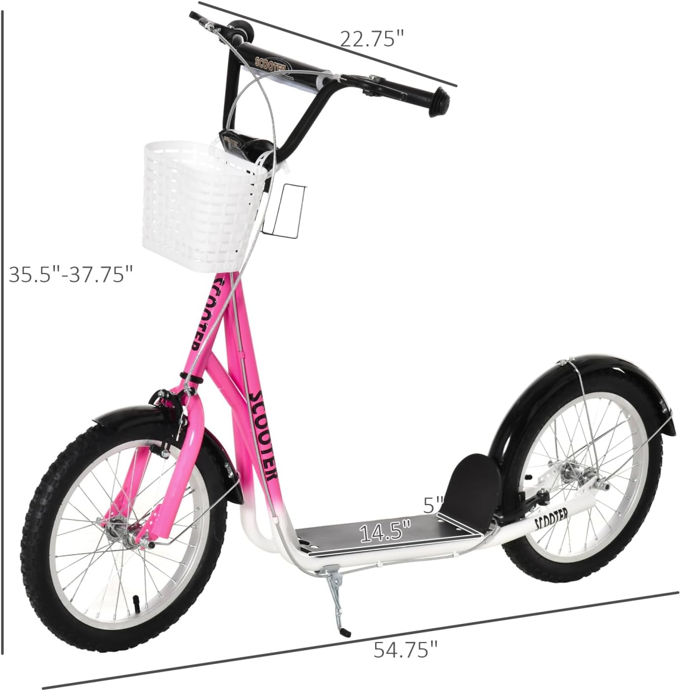 Youth Scooter, Kick Scooter with Adjustable Handlebars & Double Brakes