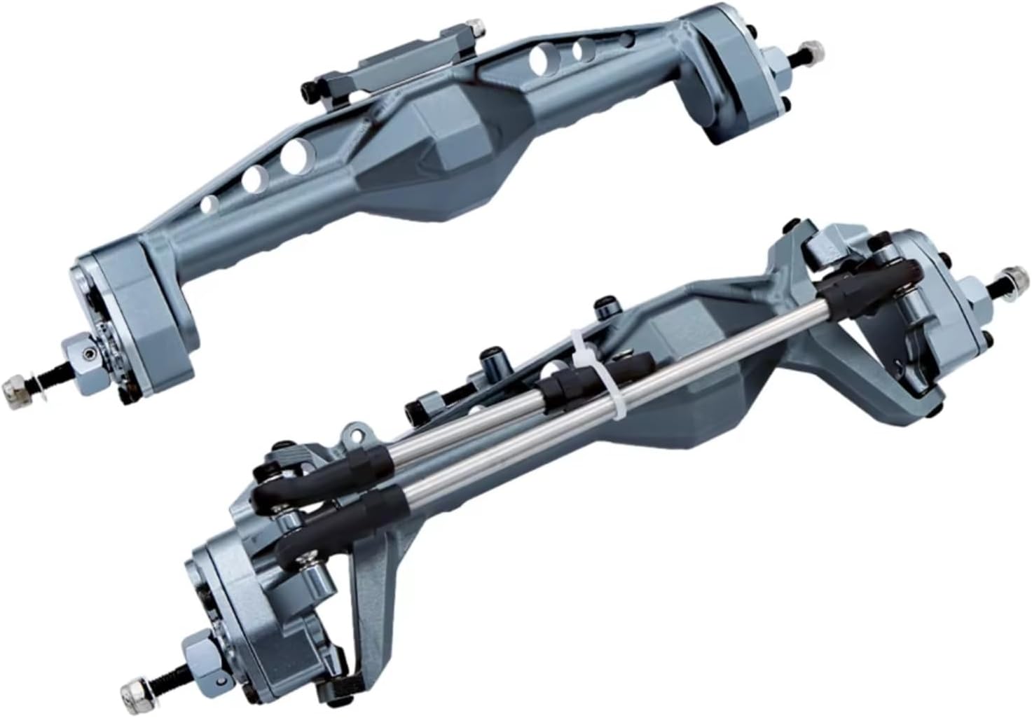 Rc Crawlers Axles For Axial For SCX10 1/10 Aluminum Alloy Front Rear Axle Complete Rc RC Car Part Accessories Black Model Assemble Reapir(Gray)