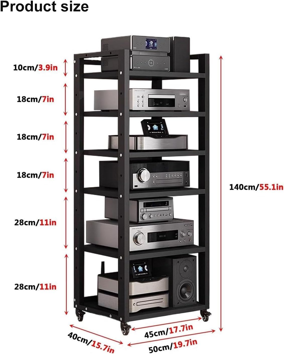 OMKUOSYA 6 Tier Audio Rack Tower
