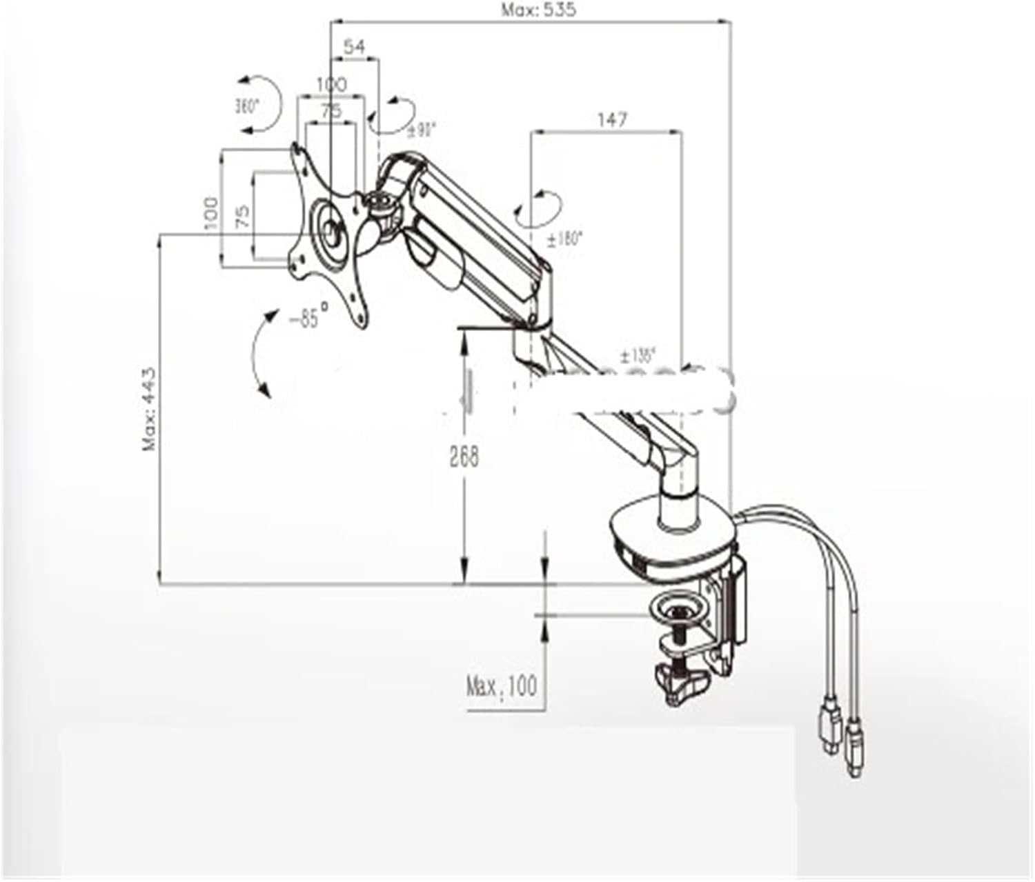 Q7 White Desktop Gas Spring 10