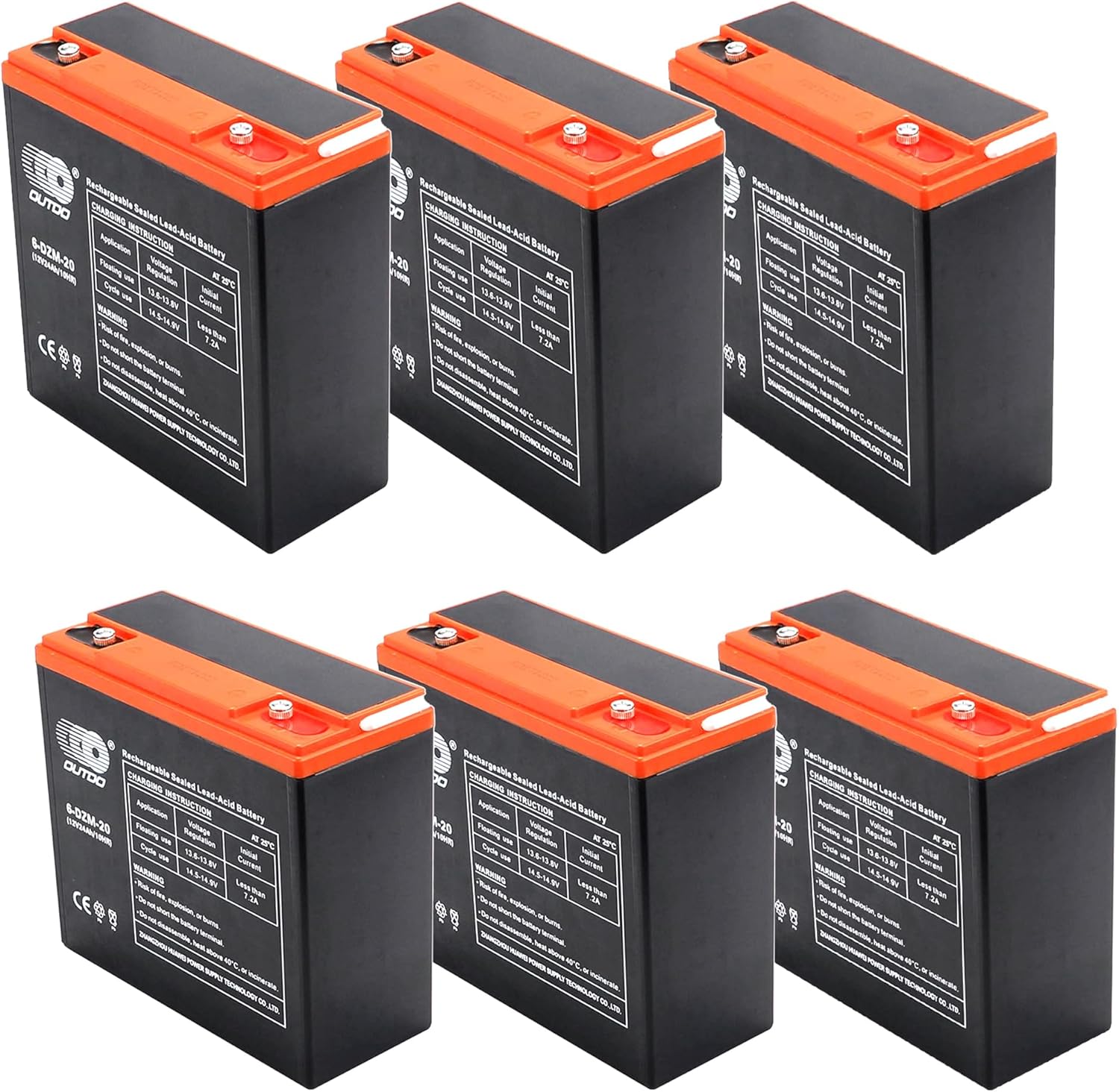 12V 24Ah Battery 6-DMF-20 6-DZM-20 SLA Rechargeable Battery Nut & Bolt for Go Kart Mobility Scooter ATV UTV Drift Trike Golf Cart Quad Buggy Bicycle Boat Dirt Pit Bike MX650 MX500 (6)