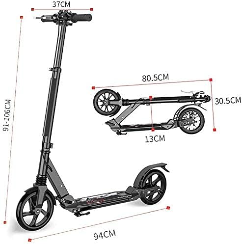 Scooters Kick Scooter for Adults Kids Unisex Adult Kick Scooters with Handbrake Hight-Adjustable Foldable Commuter Scooters with Big Wheels Birthday Gifts for Adults/Teens/Kids Up to 150kg Non-Ele (B