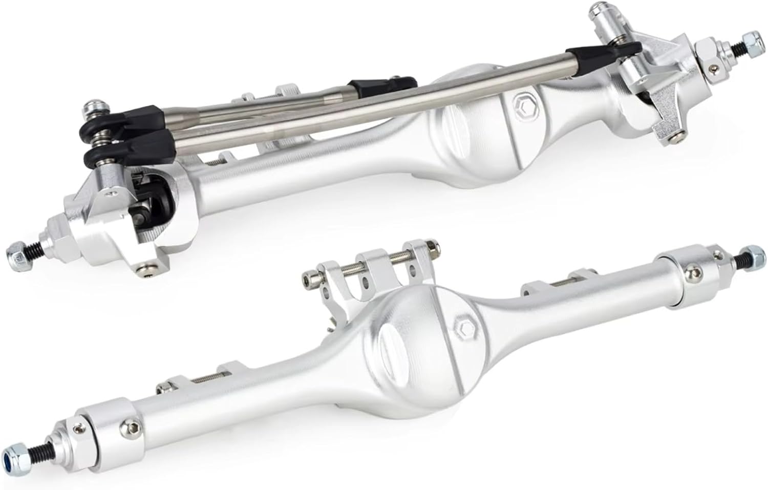 Rc Crawlers Axles For Axial For SCX10 II VS4-10 F10T Aluminum Front Rear Straight Axle Assembly RC Crawler Upgraded Model Accessory Assemble(Silver,1set)