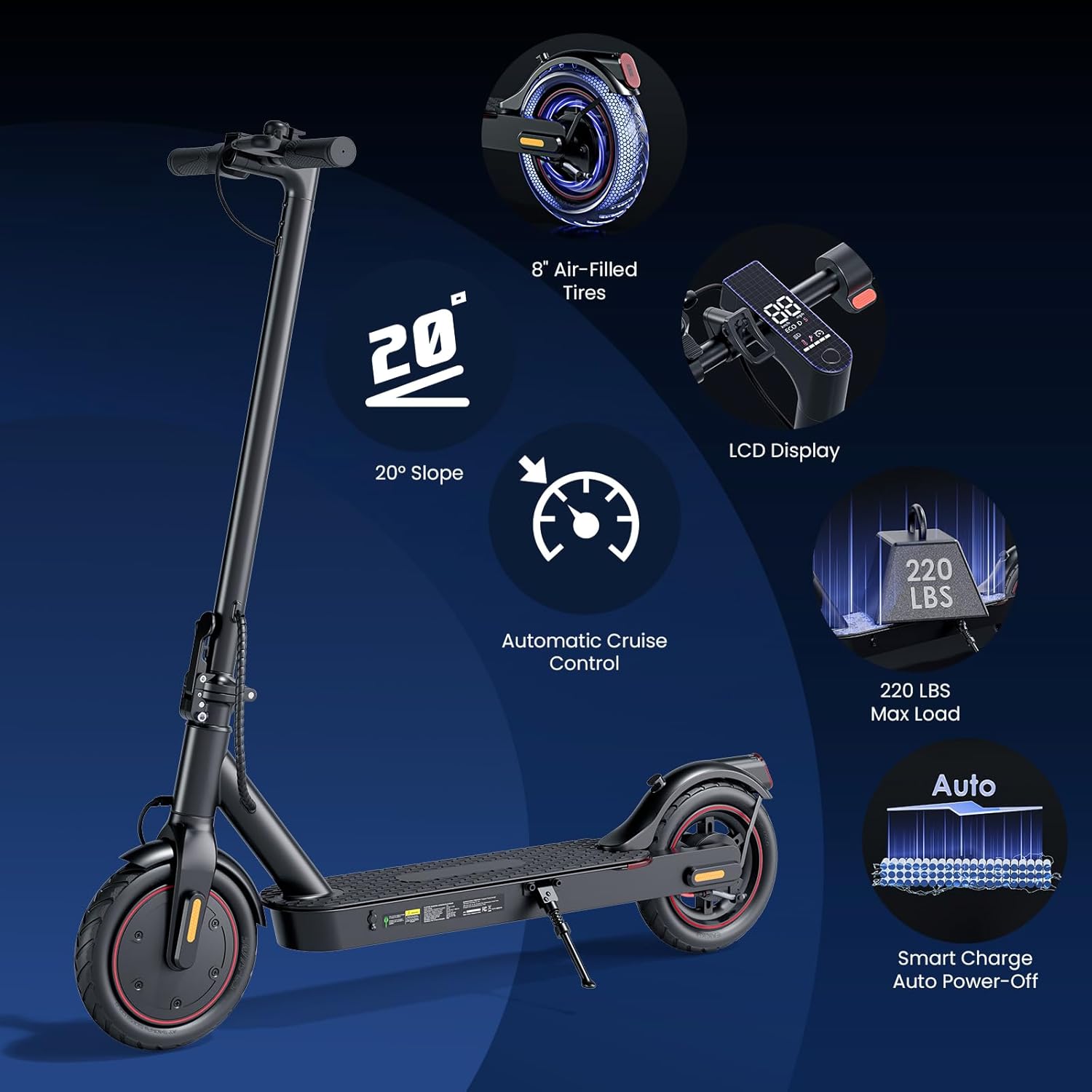 Electric Scooters - Electric Scooter Adults, 500W/1000W Motor, 18/25 MPH Top Speed, 8.5'' /9.3'' Tires, 21/28 Miles, Long Range Electric Scooter for Adults and Teens