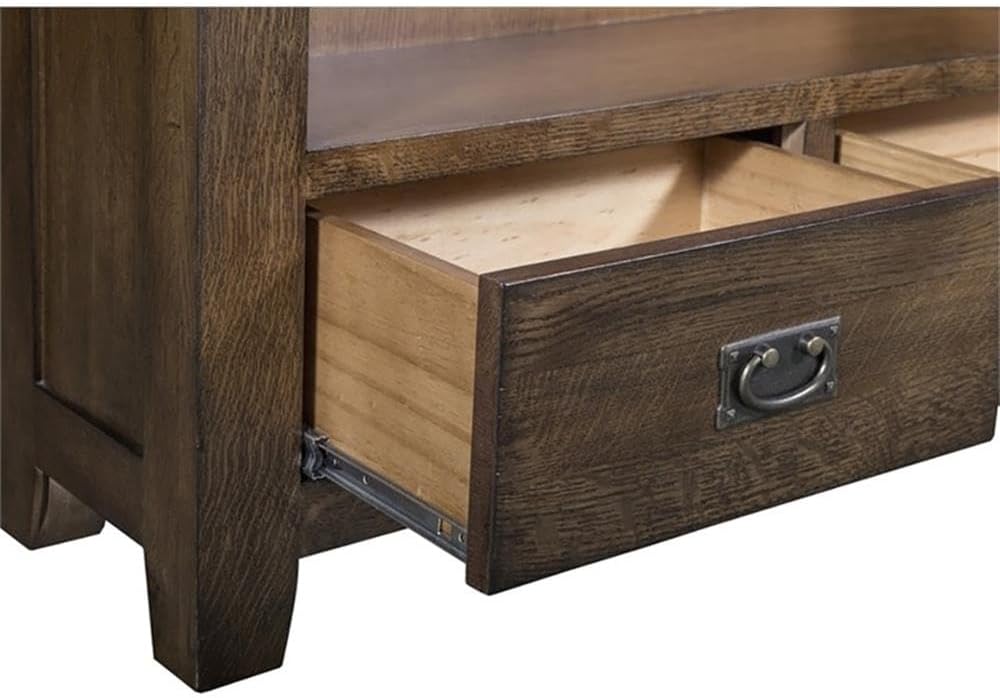 Crafters and Weavers Mission Quarter Sawn Oak Bookcase with 2-Drawers & Open Shelves