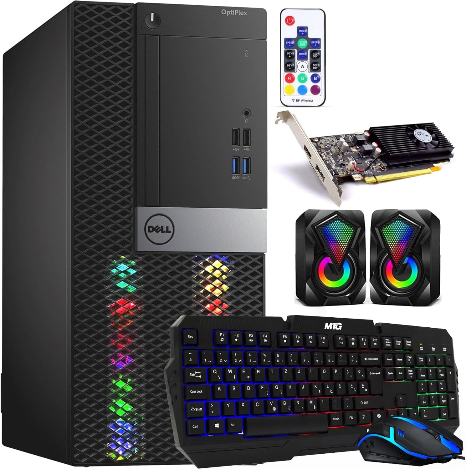 DELL RGB Gaming Tower Computer - Core i5 6th Gen, GTX 1050 Ti 4GB, 32GB RAM, 1TB SSD, Wi-Fi & RGB Keyboard with AI-Enabled Copilot Key, Mouse, RGB Mini Speaker Windows 11 Pro (Renewed)