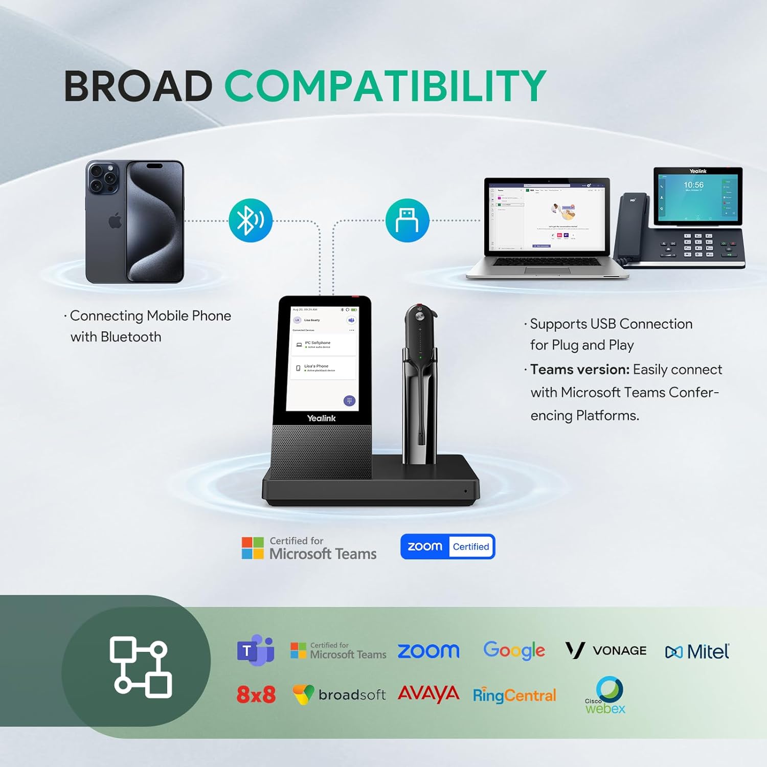 Yealink WH67 Wireless DECT Headset Upgrade,Teams Certified,Compatible with Desk Phone, PC, Mobile Phone, Office Single Ear (Mono) Bluetooth Headset, Noise Cancelling Mic,394ft Range,8H Talk Time