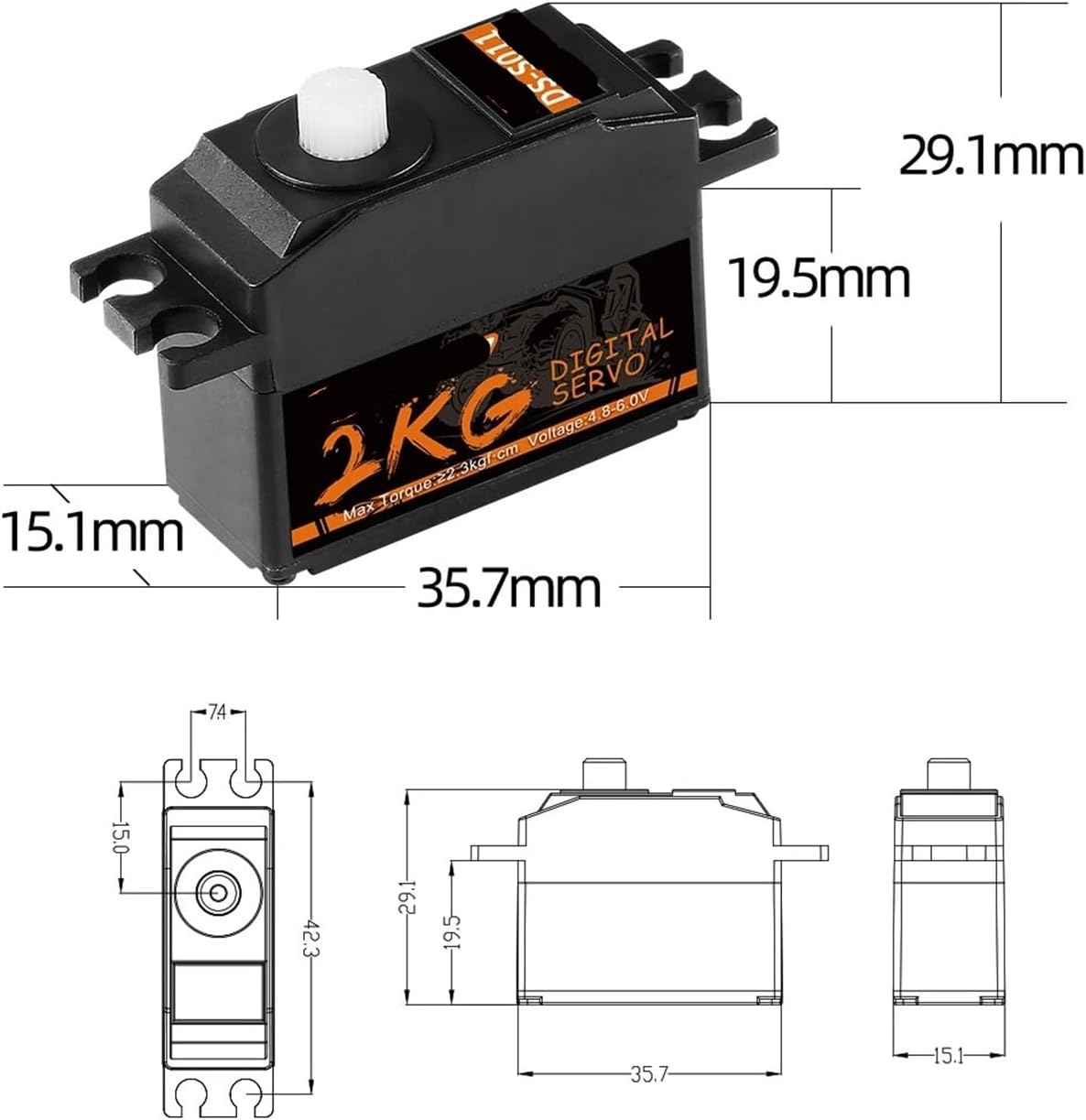 1/5/10/20pcs 2KG Metal Gear Digital servo Waterproof Suitable for 144001 12428 124018 Mn99s Mn86 1/12(20PCS Plastic 2KG)