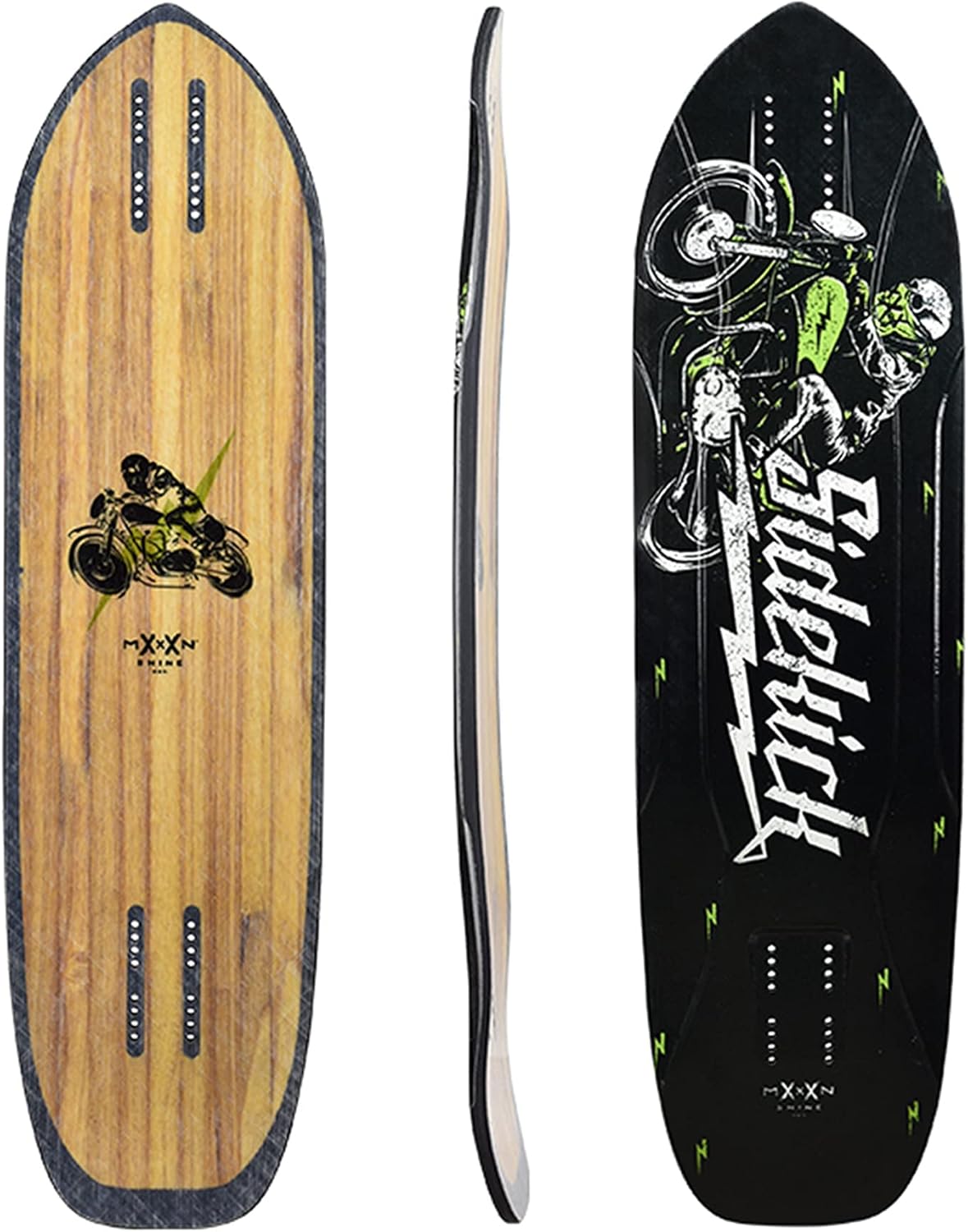 Longboard Skateboard, Freestyle Cruiser, Waterproof and Wood Construction, Cruise Skateboard and Longboard Decks, Lightweight Build (Sidekick Complete Deck + Wheels)