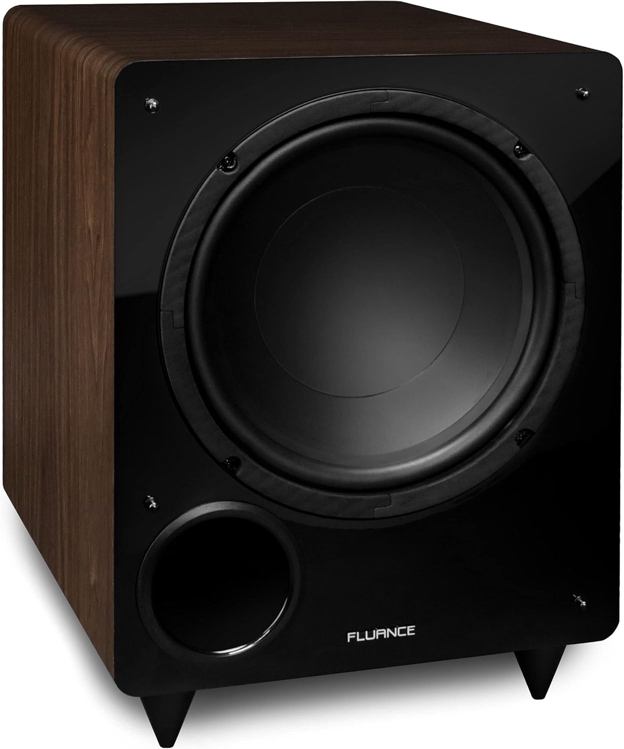 Fluance DB10W 10-inch Low Frequency Powered Subwoofer for Home Theater (Natural Walnut)