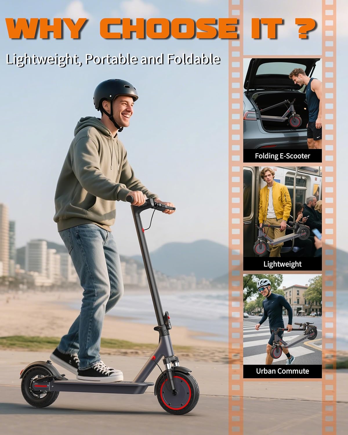 VOLPAM Electric Scooter, 350W/500W Powerful Motor, 8.5