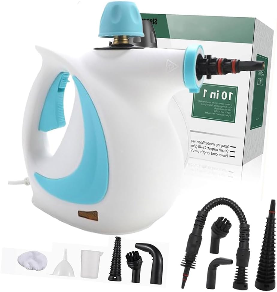 Handheld Steam Cleaner, 10 in 1 Handheld Pressure Multi Purpose Cleaner Home Use (Blue)