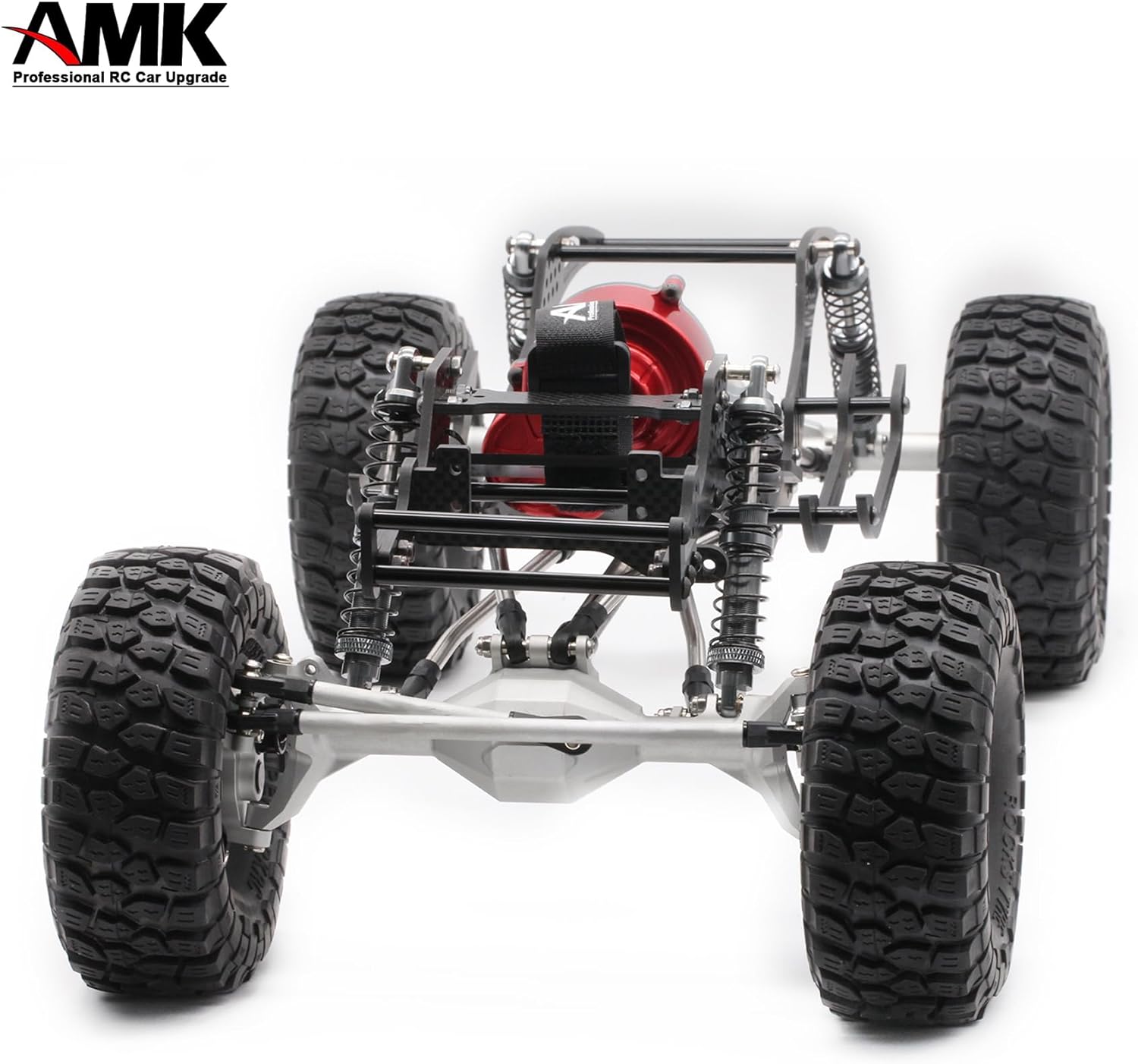 AMK 320mm Wheelbase 1/10 RC Chassis Frame Carbon Fiber LCG Crawlers Body with 1.9 Beadlock Wheels and Tires for Axial SCX10 Upgrades DIY Builder Kit (B)