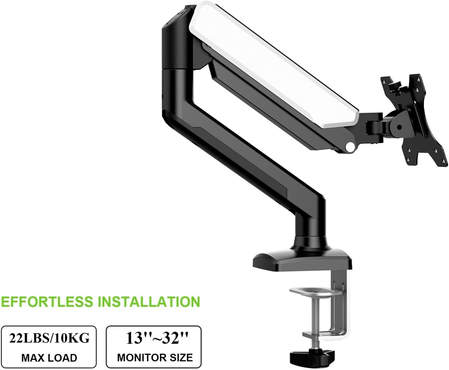 Monitor arm mounting Bracket Single arm, Flexible Adjustment 180° Rotation 360° Rotating Support Monitor arm Bracket(White)