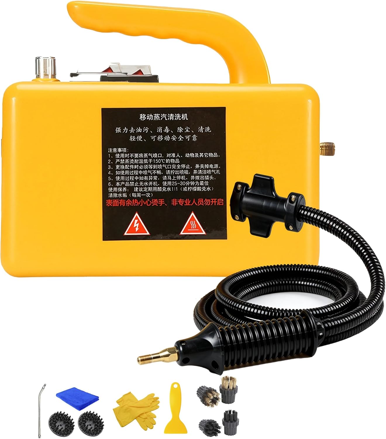 ZHDANB 2600W steam Cleaner Machine, Handheld steam Cleaner, Adjustable steam, 20s Quick Heat-Up, Includes 6 Brush Heads, steam Cleaner with Accessories, for Kitchen,Car,Grout Basic-220V