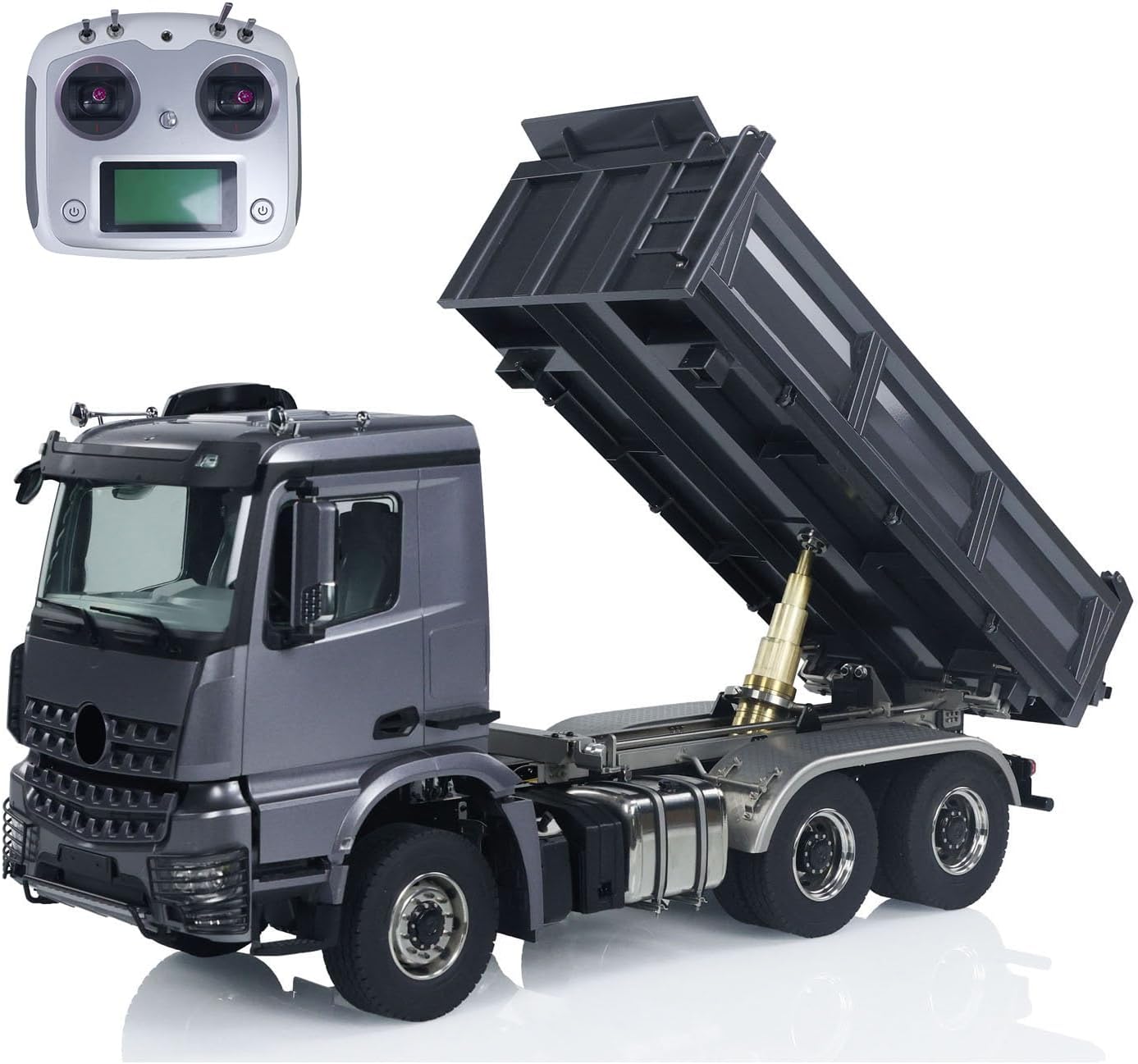 1/14 6X6 Hydraulic RC Dump Truck Metal Radio Control Tipper Car 3-Speed Gearbox Differential Lock Axles Motor Servo ESC