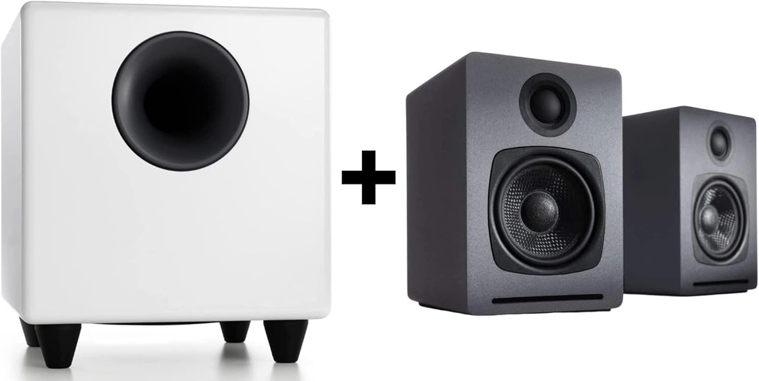 Audioengine A1 60W Bluetooth Computer Speakers with Subwoofer White S8