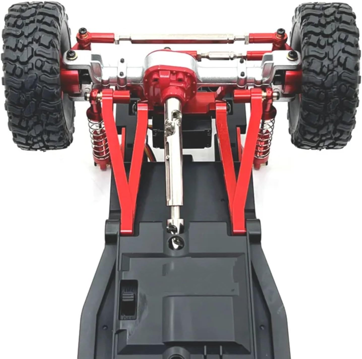 RC Upgrade Parts for MN82 LC79 MN78 1/12 RC Car Upgrade Parts Metal Front and Rear Axle for Chassis Link Rod Pull Rod Mount Shock Absorber Tire Set(Red)