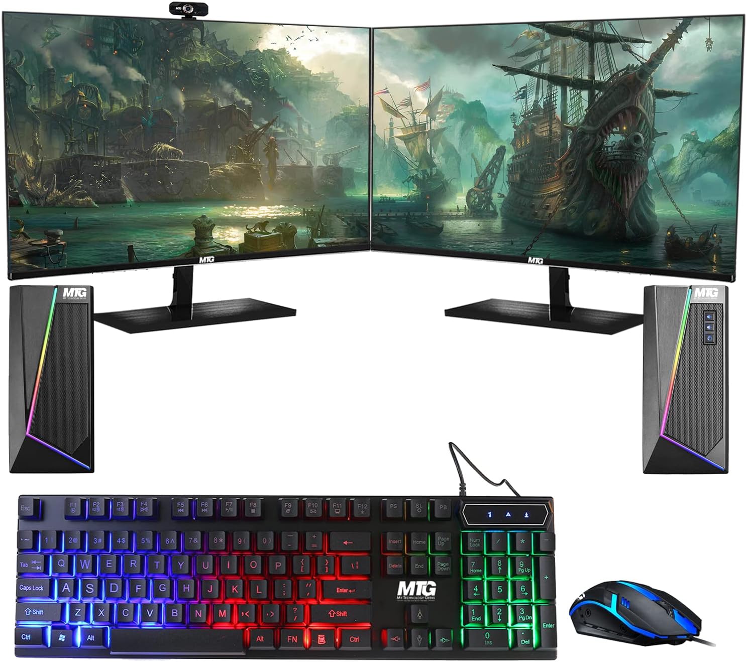 TechMagnet All in one Desktop Computer,Cheetah 6,Intel Core i5 8th Gen,8GB DDR3,120GB SSD,New Dual 22 inch LED,MTG RGB Keyboard Mouse,RGB Speaker and Webcam,USB Wi-Fi,Windows 11(Renewed)