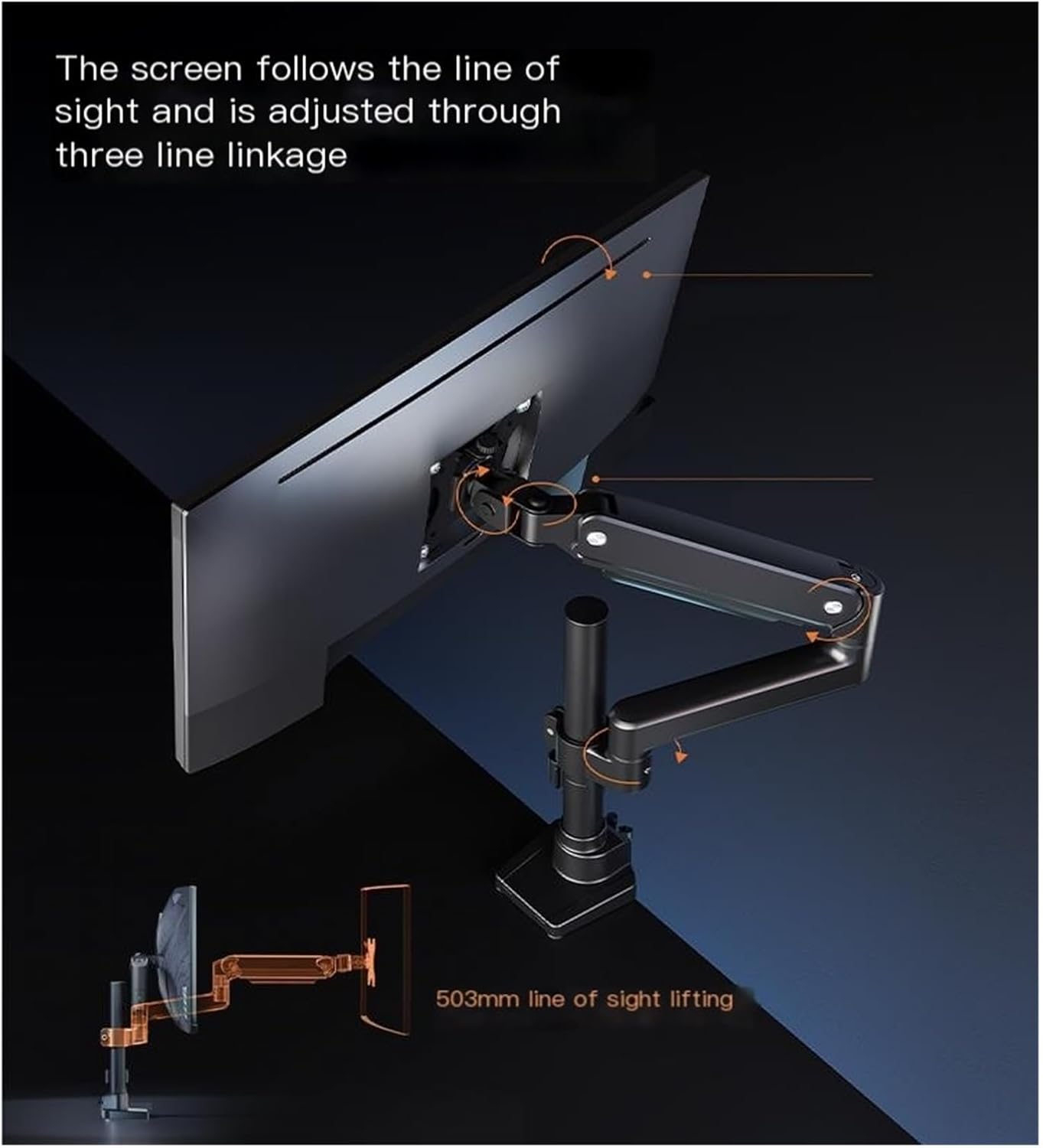 T8-1B Column-Type Monitor Cantilever Bracket Upper and Lower Dual-Screen Upside-Down Mechanical arm Lifting Base