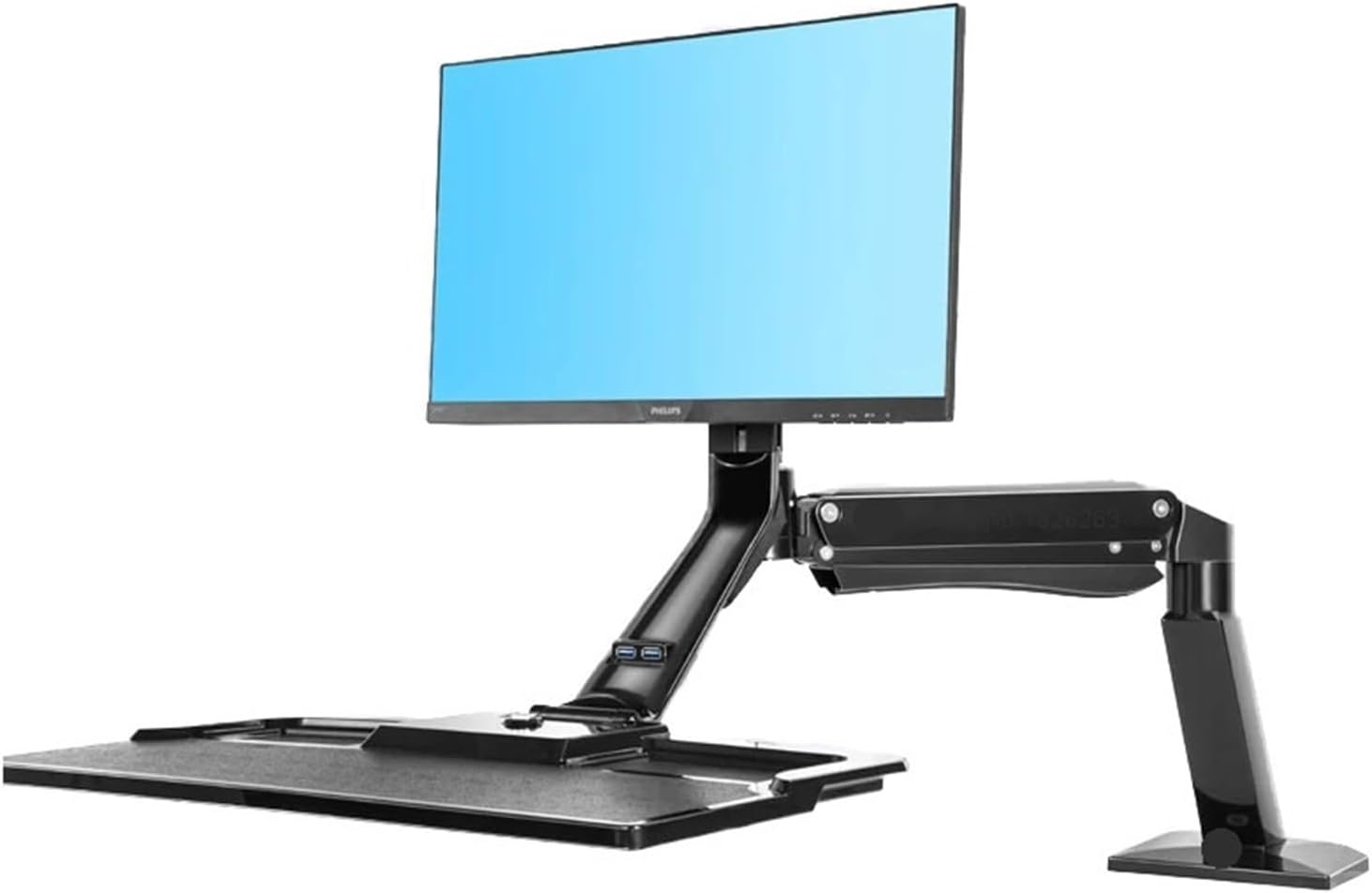 Ergonomic Height Adjustment Computer Sit Stand Workstation 22-32 Inch Monitor Mounting Bracket with Keyboard Board