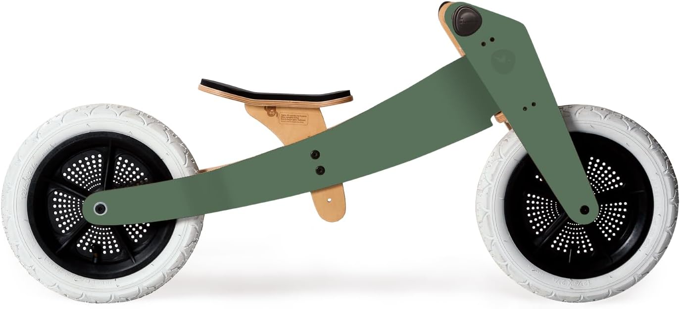 Wishbone Bike 3in1 Designer Wooden Balance Bike and Walker, Ages 1 to 5 Years (Pine Green 3in1)