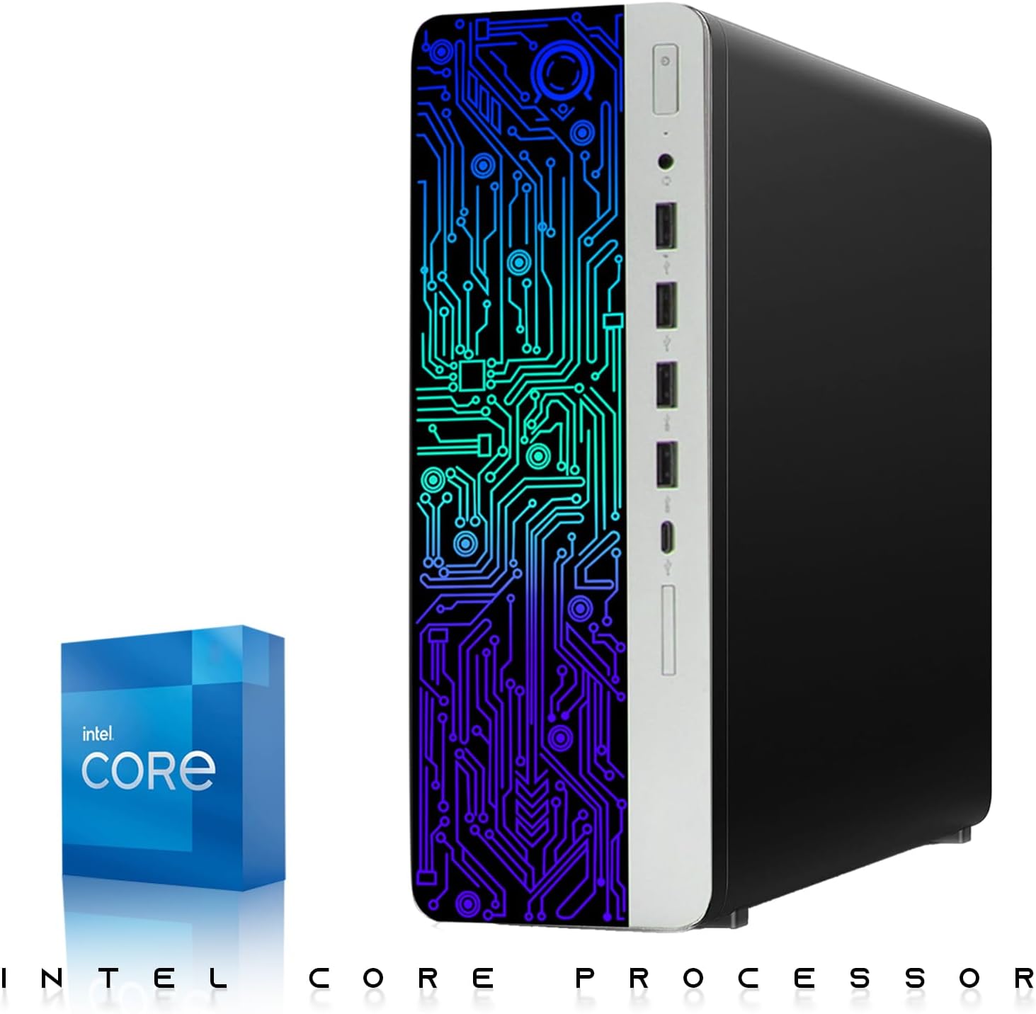 TechMagnet HP G3 Gaming Desktop PC, Intel Core i7 6th Gen, AMD RX 550 Graphics, 16GB RAM, 480GB SSD | 2TB HDD, 24 Inch Monitor, RGB Keyboard Mouse, RGB Headphone, Webcam, Windows 11 Pro (Renewed)