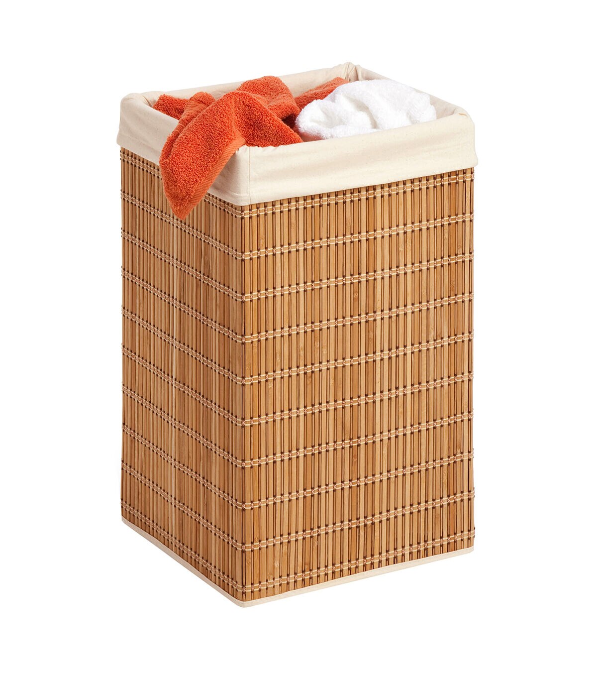 Honey Can Do 14 x 25 Natural Bamboo Square Wicker Hamper With Bag