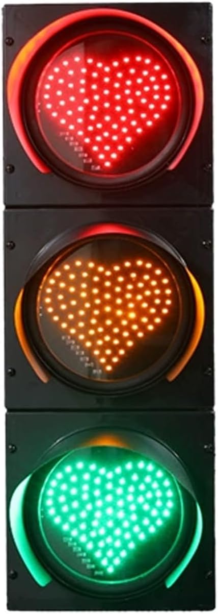 Traffic Stop Light Indicator Light, Love Red/Green Stop and Go Light, Outdoor Waterproof Indicator Warning Light, Waterproof IP65, for Birthday Party Decor, Store Display(Black)