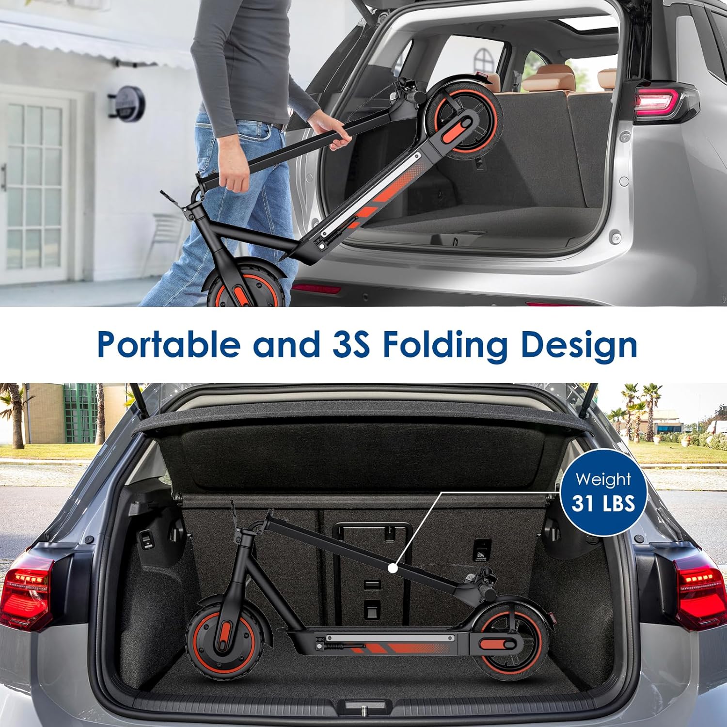 Electric Scooter for Adults,350W/500W/600W Powerful Motor,8.5/10” Tires,Up to 19/25 MPH,15/22/28 Mile Range,Dual Braking System,Foldable Lightweight EScooter for Young,Max Load 265 LBS,APP Control