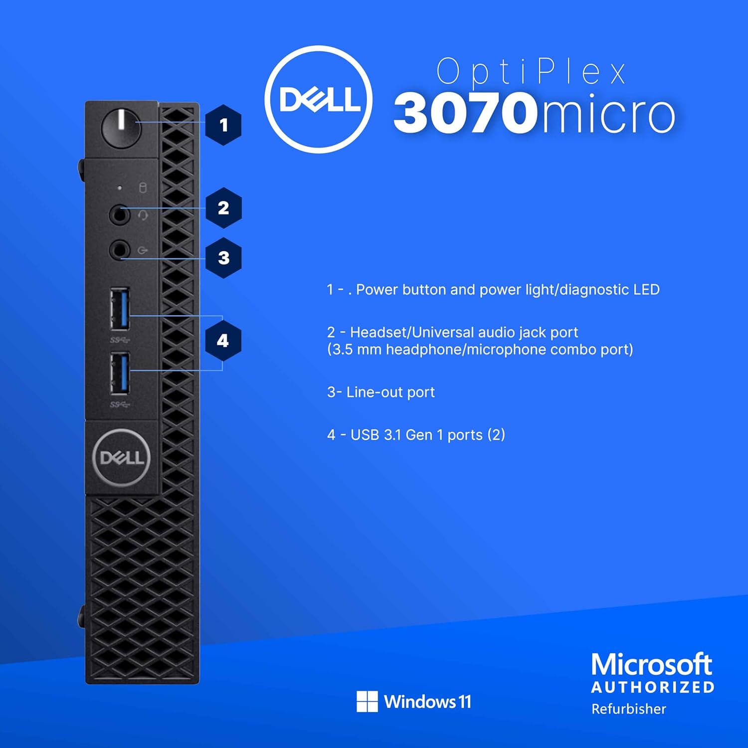 Dell Optiplex 3070 Mini PC | Windows 11 Pro | Intel i5-9500 | 8GB RAM + 250GB SSD | 5G WiFi + BT | Keyboard + Mouse | RGB Speakers | Micro Desktop Computer (Renewed)