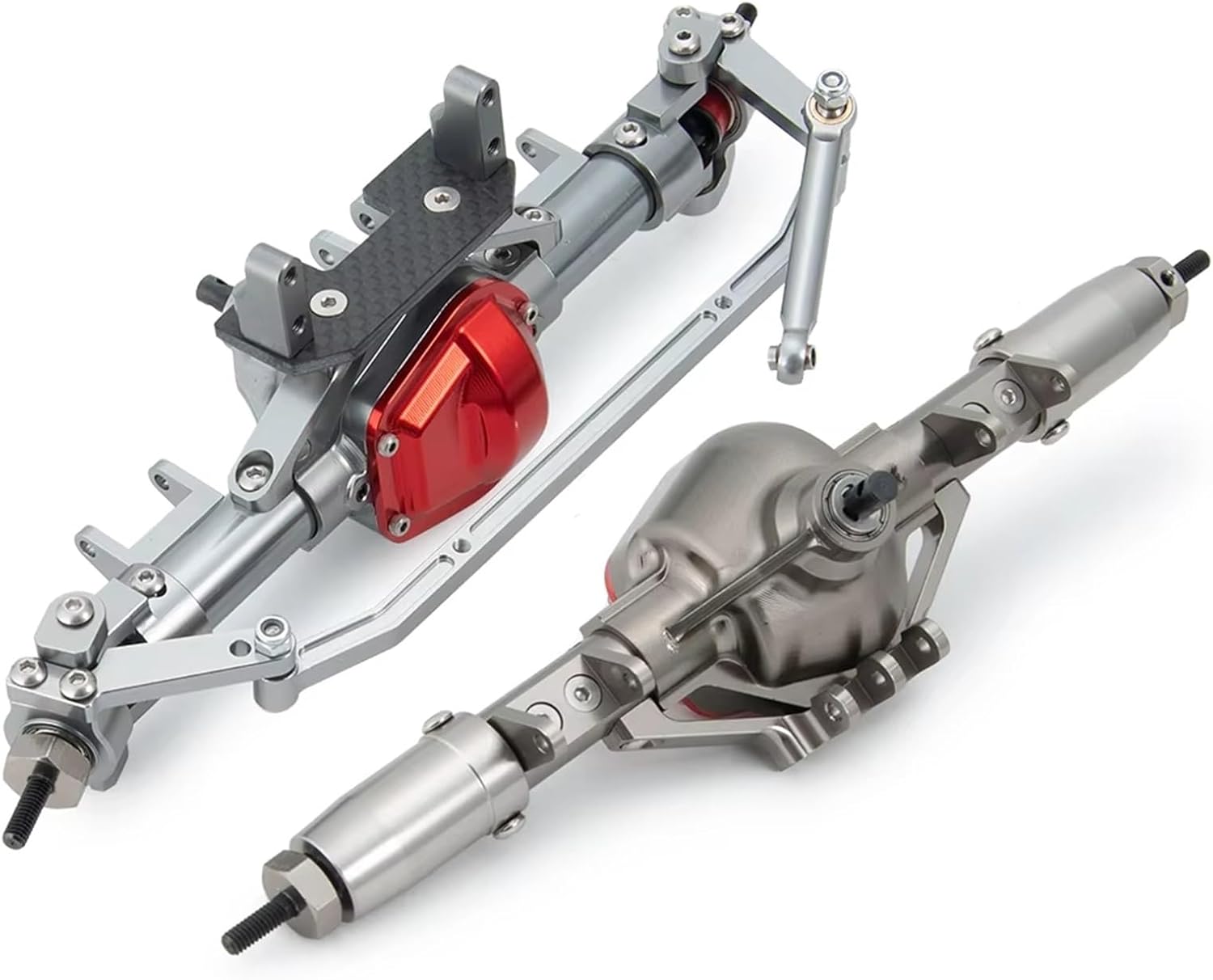 RC Car Accessories Compatible with Axial for SCX10 90047 for Wrangler for TFL 1/10 RC Crawler Car Upgrade Parts Complete Axle Aluminum Front Rear Portal Axle(Front and Rear)