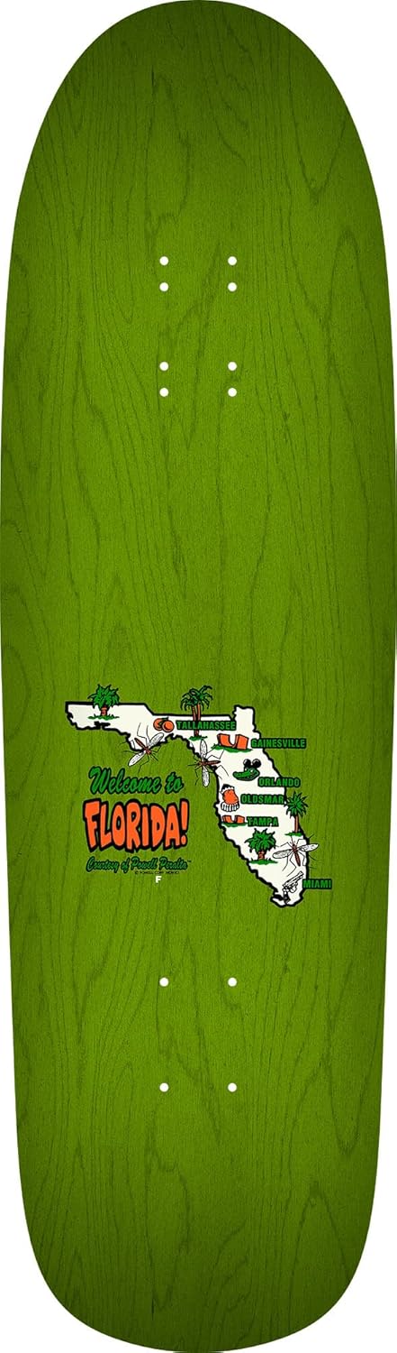 Po​Well Peralta Frazier Yellow Man 2 Deck 9.5 x 32.12 Green Stain - Assembled AS Complete Skateboard