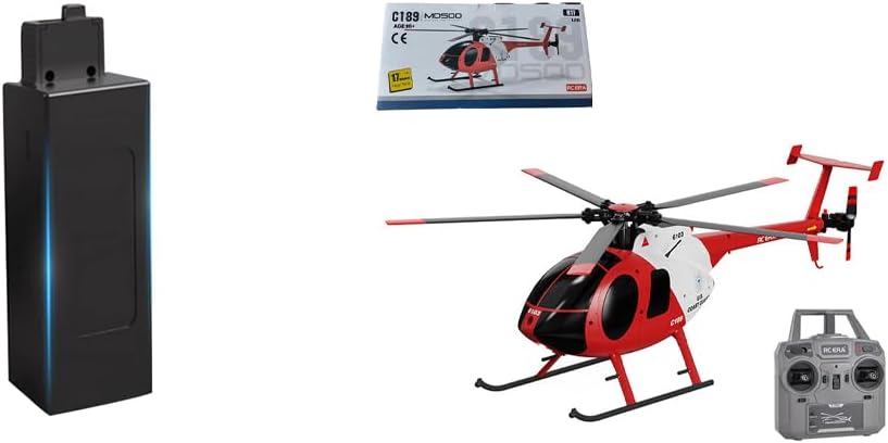 RC ERA C189 RC Helicopter with 6-Axis Gyro, 1:28 Scale MD500 4CH Single-Rotor Flybarless Helicopter, 2.4GHz RC Aircraft with Optical Flow & Altitude Hold for Adults
