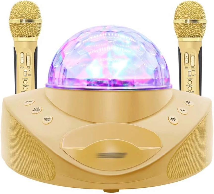 Microphone Speaker Mobile Stereo Black 20W Set Gold Playing Music(Golden)