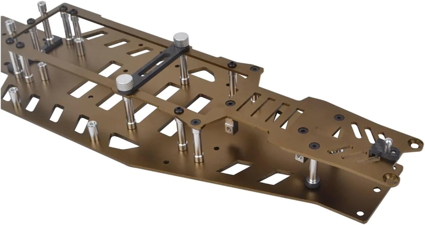 Rc Frame Chassis Parts For Traxxas 2WD For Rustler For VXL For Bandit Aluminum Alloy Lower Upper Chassis Frame Kit Rc Car Accessories Upgrade Parts Repair(Brown)