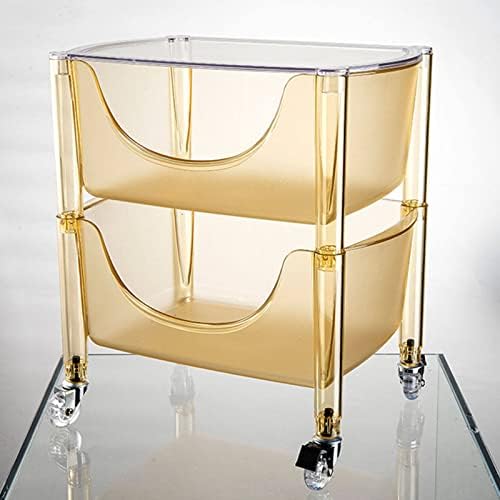 Collapsible Wagon Cart with Wheels Foldable Folding Wagons Carts Silent Universal Wheels,Transparent Acrylic Rolling Cart with 360° Wheels for Kitchen and Bedroom Storage