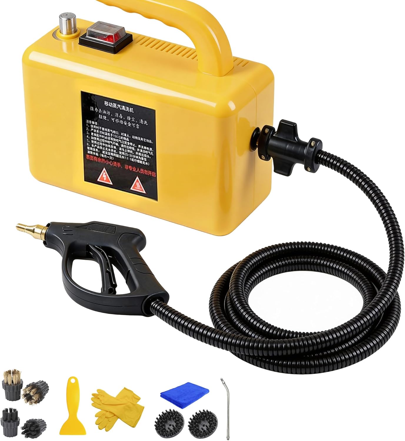 ZHDANB 2600W high Pressure steam Cleaner, steam Cleaner for car, Adjustable steam, 20s Quick Heat-Up, Includes 6 Brush Heads, steam Cleaner for Bathroom, for Kitchen,Car,Grout HandleControl-220V