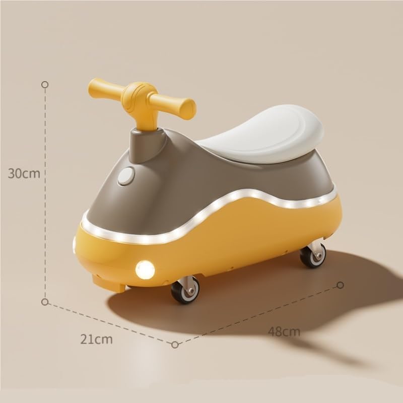 Swing Car Peanut Shape with Music Light No Pedal Anti-Rollover Swing Silent Wheels Durable and Safe(Green)