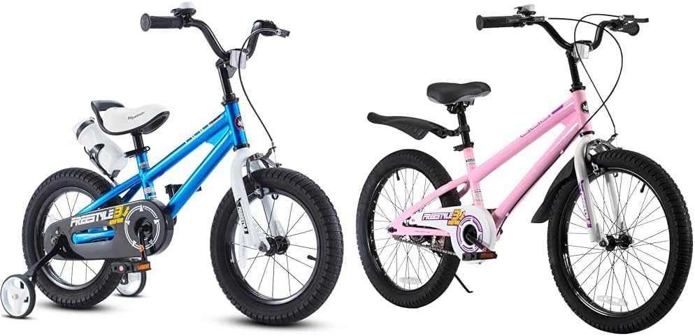 Royalbaby Freestyle Kids Bike Bundle with 14 Inch Bicycle with Training Wheels and 20 Inch Wheel BMX with Dual Hand Brakes