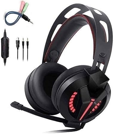 Gaming Headset - Comfortable Head-Mounted PC Gaming Headset USB Headphones with Noise Cancelling Microphone RGB Lights Plug & Play for Laptops Computers,USB Interface with Microphone Microphone