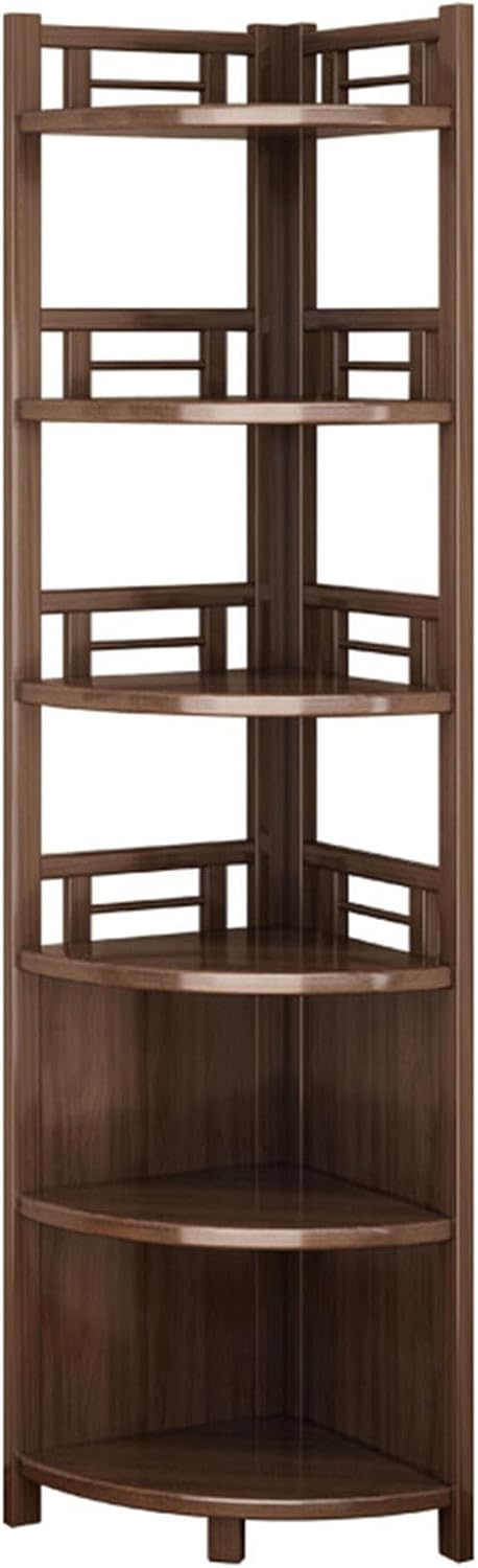 DYKKLKQ Tall Narrow Bookshelf|Vintage Corner Bookcase|6Tier Book Shelf Storage Organizer for Small Space|Display Rack in Living Room|Corner Book Shelves