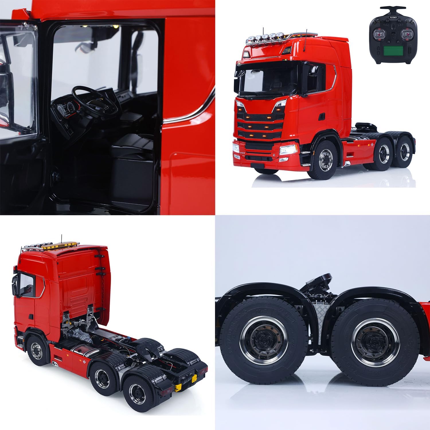 TOUCAN RC HOBBY 770S 1/14 6X6 RC Tractor Truck Liftable Rear Axle Wheel Hub Reduction Differential Locks ESC Flysky ST8 Light System