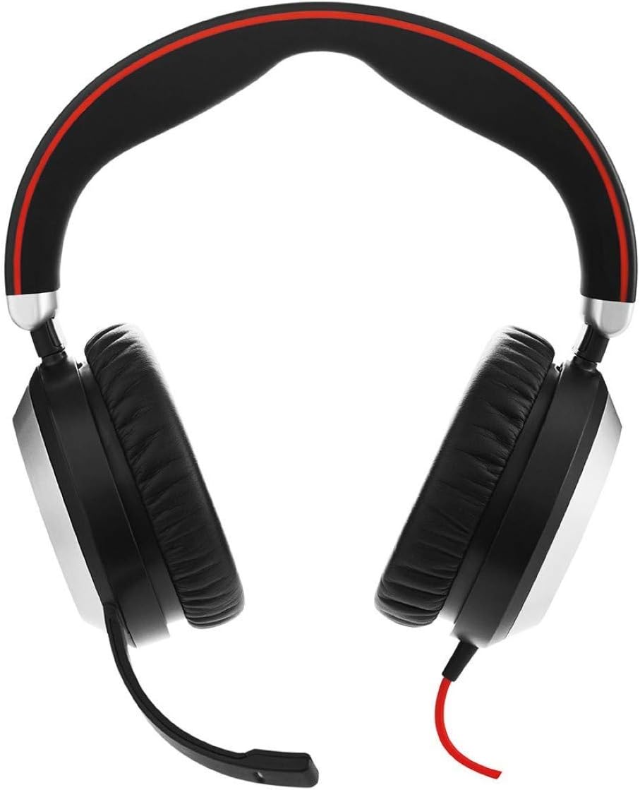 Jabra Evolve 80 - Professional Stereo Noise Cancelling Wired Headset/Music Headphones - UC (Renewed)