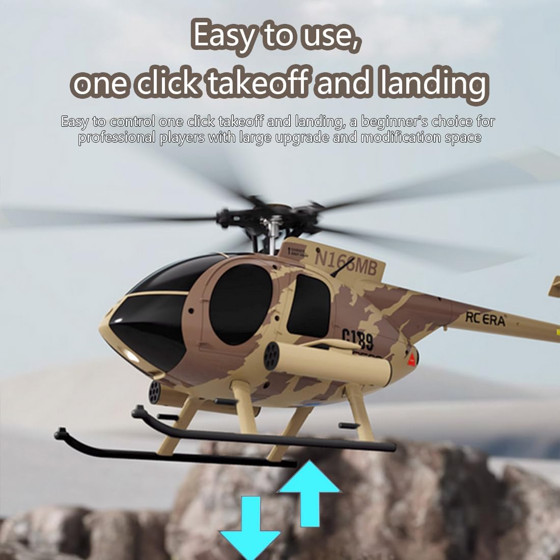 C189 Remote Control Helicopter, MD500 RC Helicopter Model, 1/28 Scale 4CH Single-Rotor Helicopter with 6-Axis Gyro and Brushless Motor, 2.4GHz RC Aircraft for Adults (Black(1Battery)