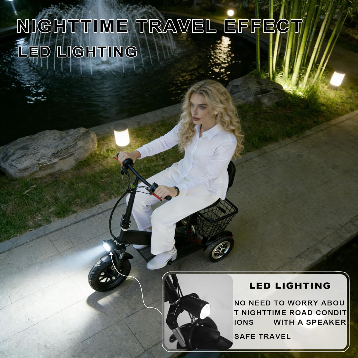 saun Mobility Scooter for Adults -Foldable, 3 Wheel Electric Scooter for Seniors -Lightweight, Portable Commuter Scooter with Adjustable Speeds, 330 lbs Load